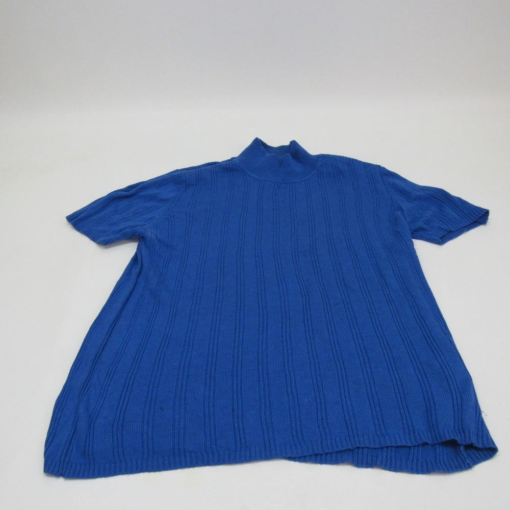 Studio g Women's Mock Neck  Short Sleeve  Knitwear Silk Cotton Top  Small‎ Blue